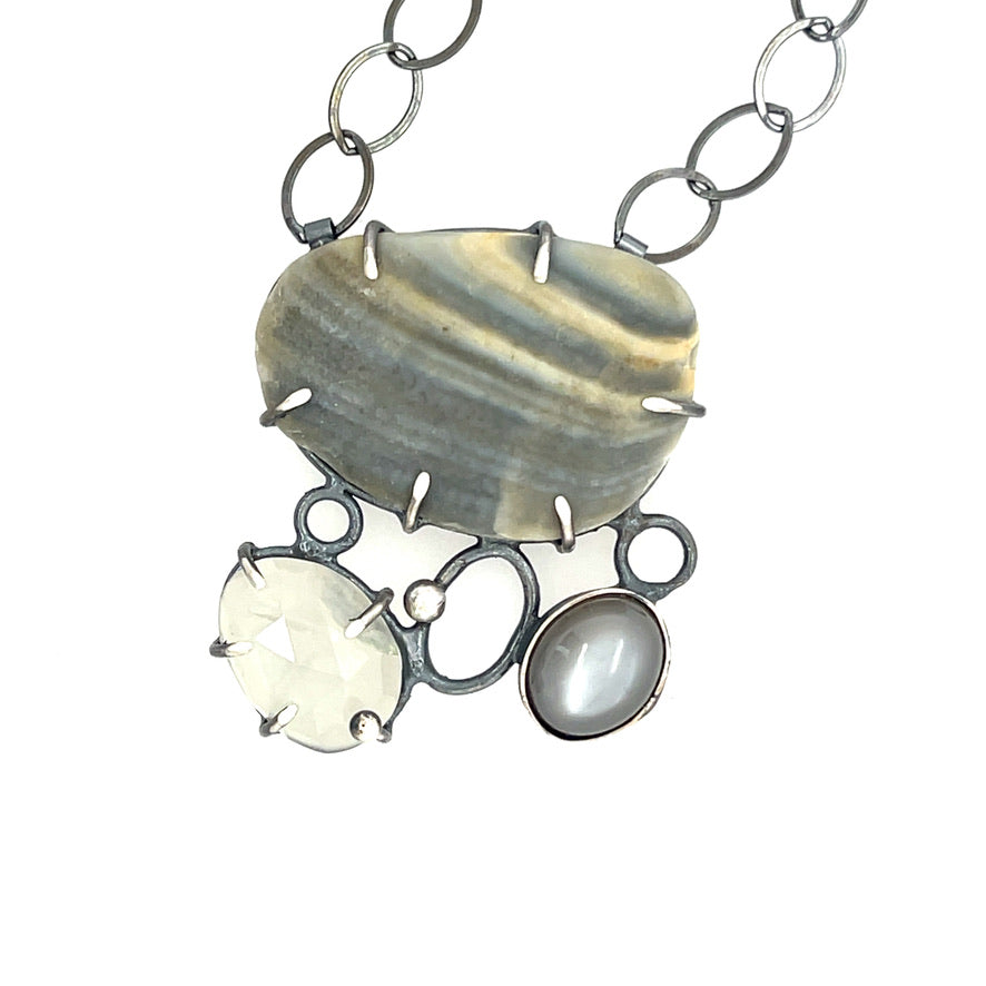Shell and Moon Stone Necklace