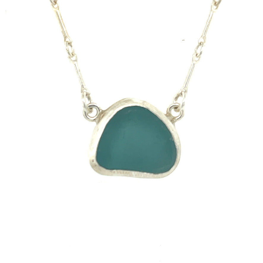 Tiny Layering Sea Glass Necklace-Aqua A