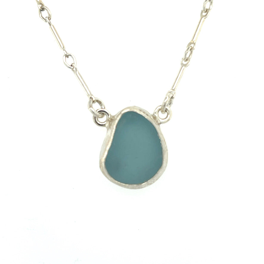 Tiny Layering Sea Glass Necklace-Aqua B