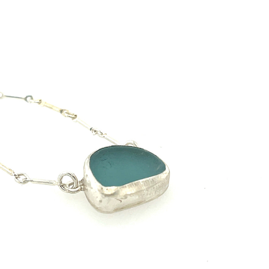 Tiny Layering Sea Glass Necklace-Aqua A