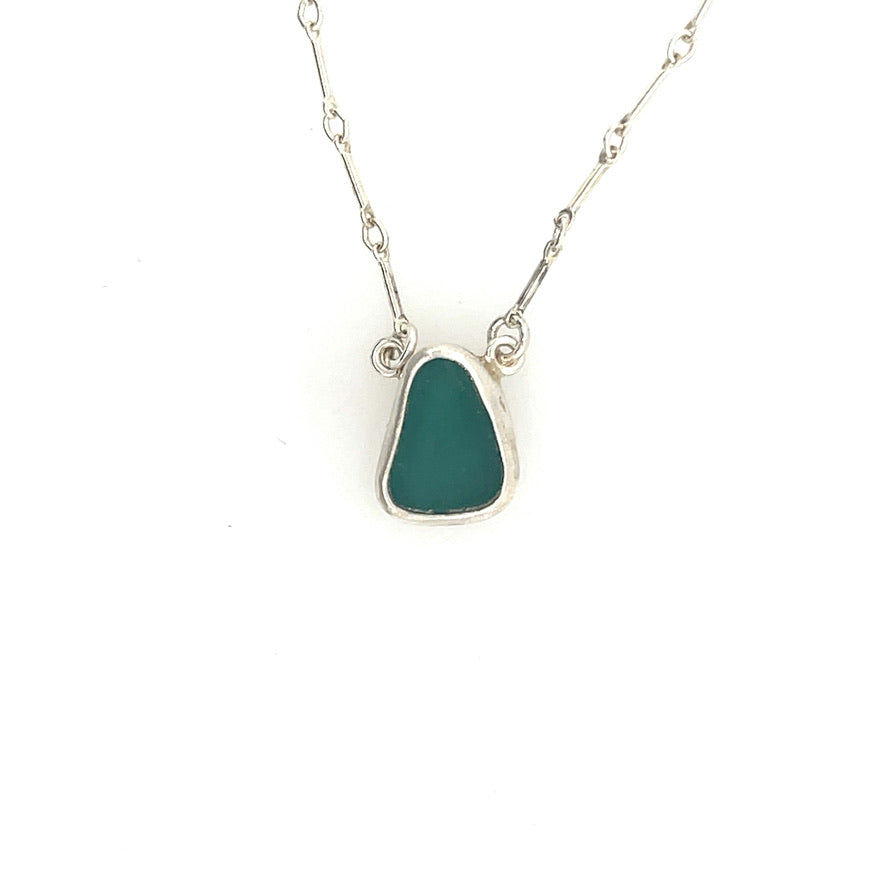 Tiny Layering Sea Glass Necklace-Aqua C