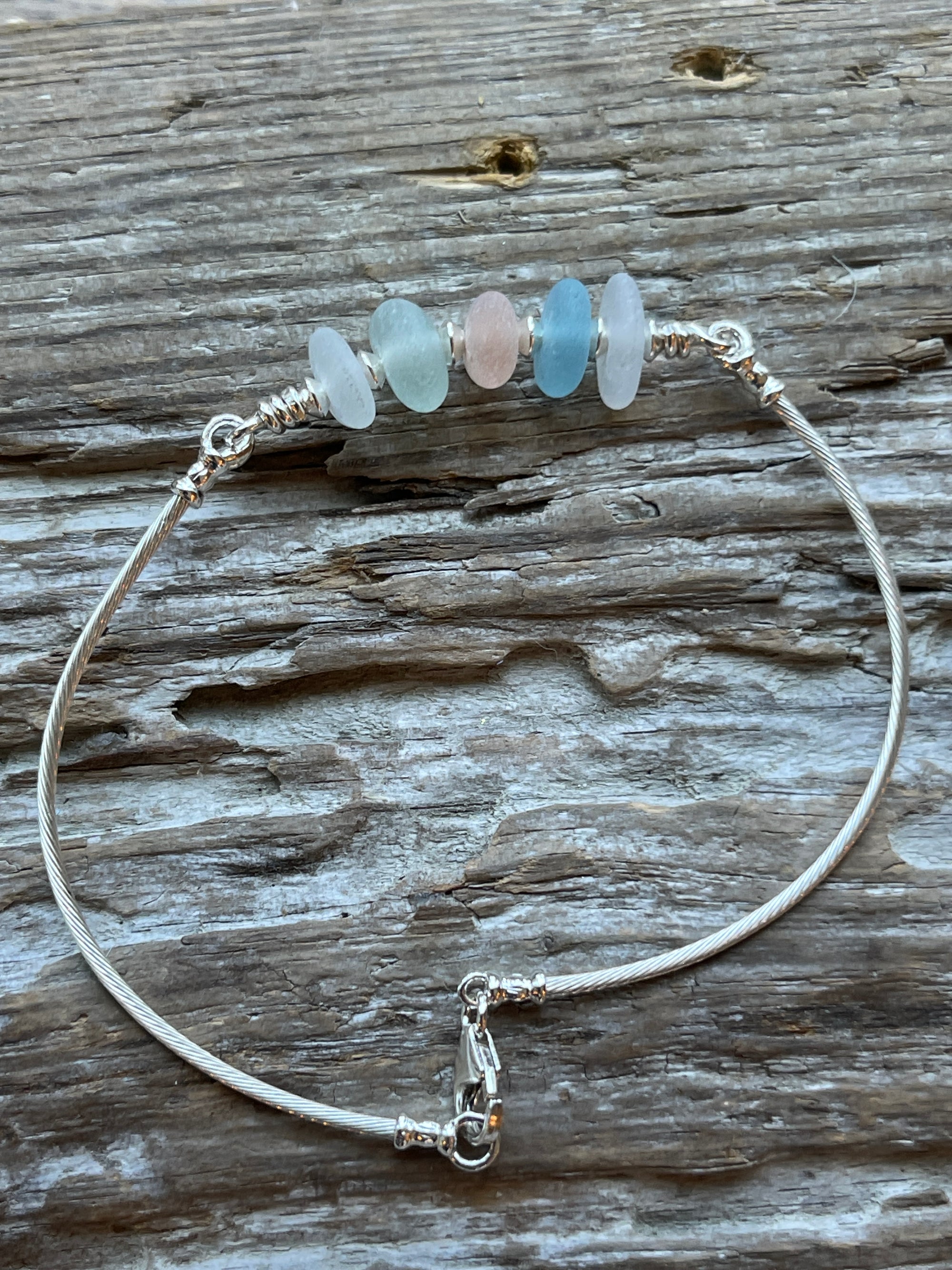 Pink Sea Glass Layering bracelet