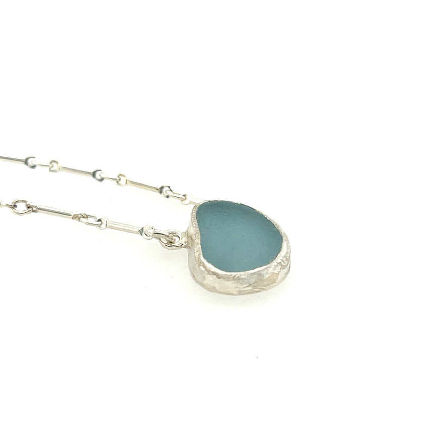 Tiny Layering Sea Glass Necklace-Aqua B