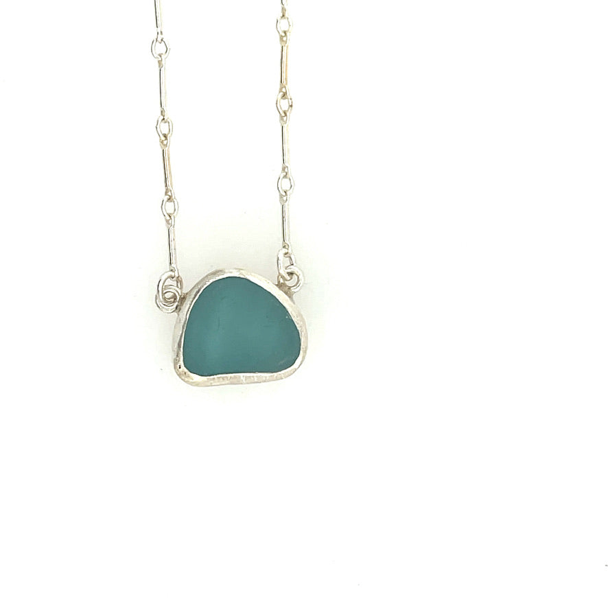Tiny Layering Sea Glass Necklace-Aqua A