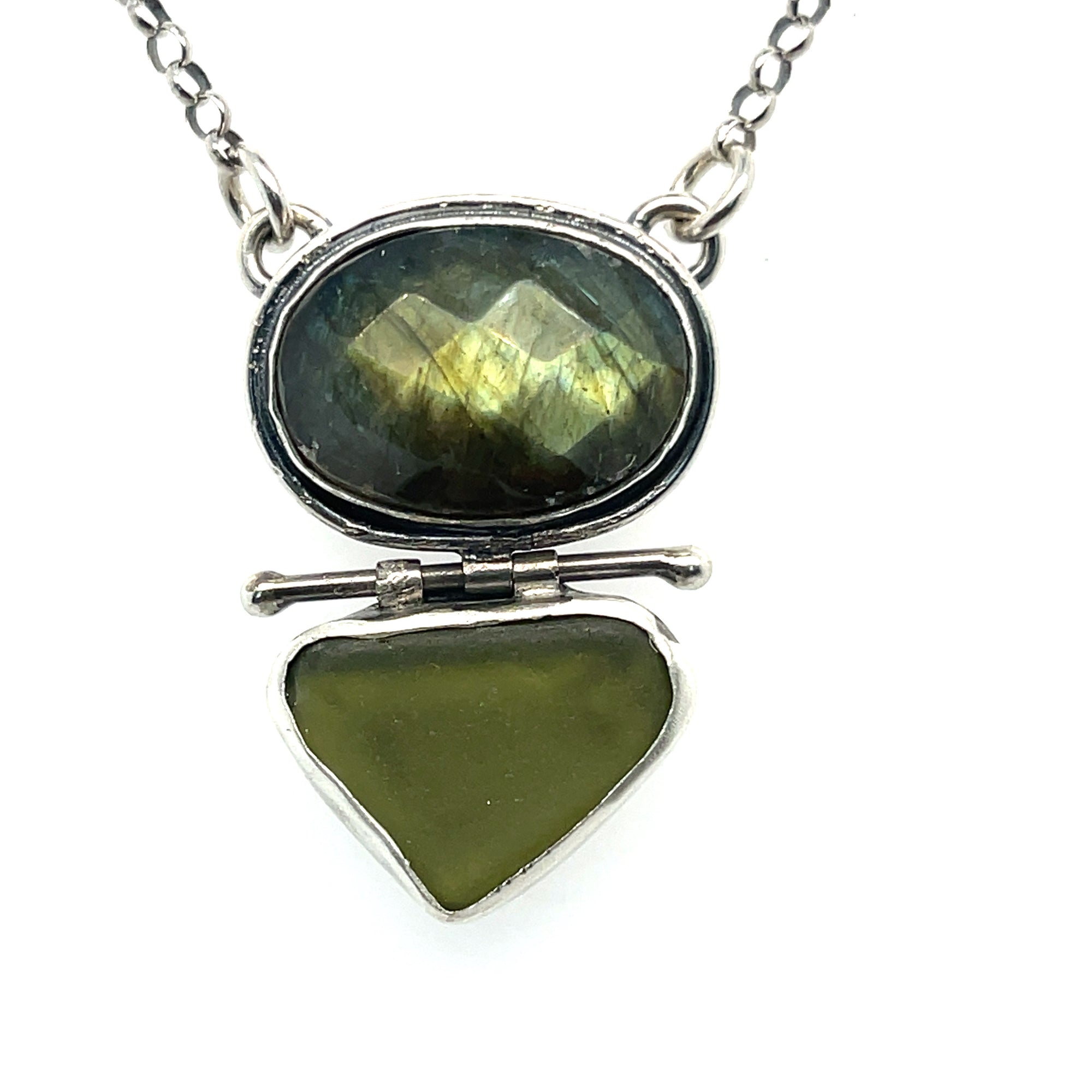 Faceted Labadorite and Sea Glass Necklace