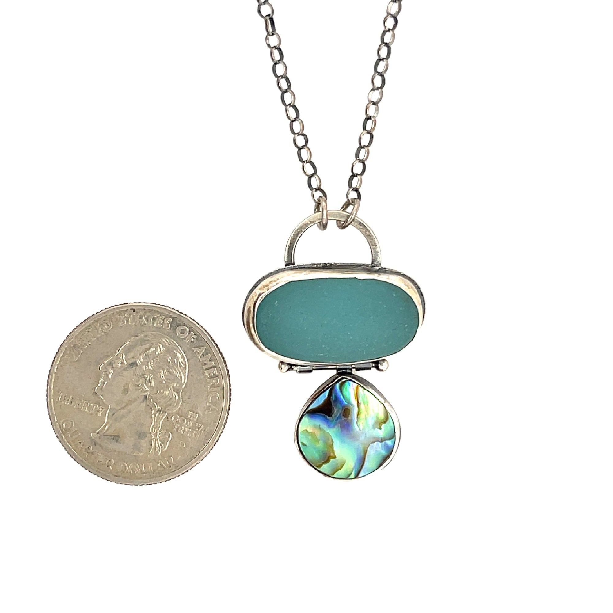Abalone and Aqua sea Glass Necklace