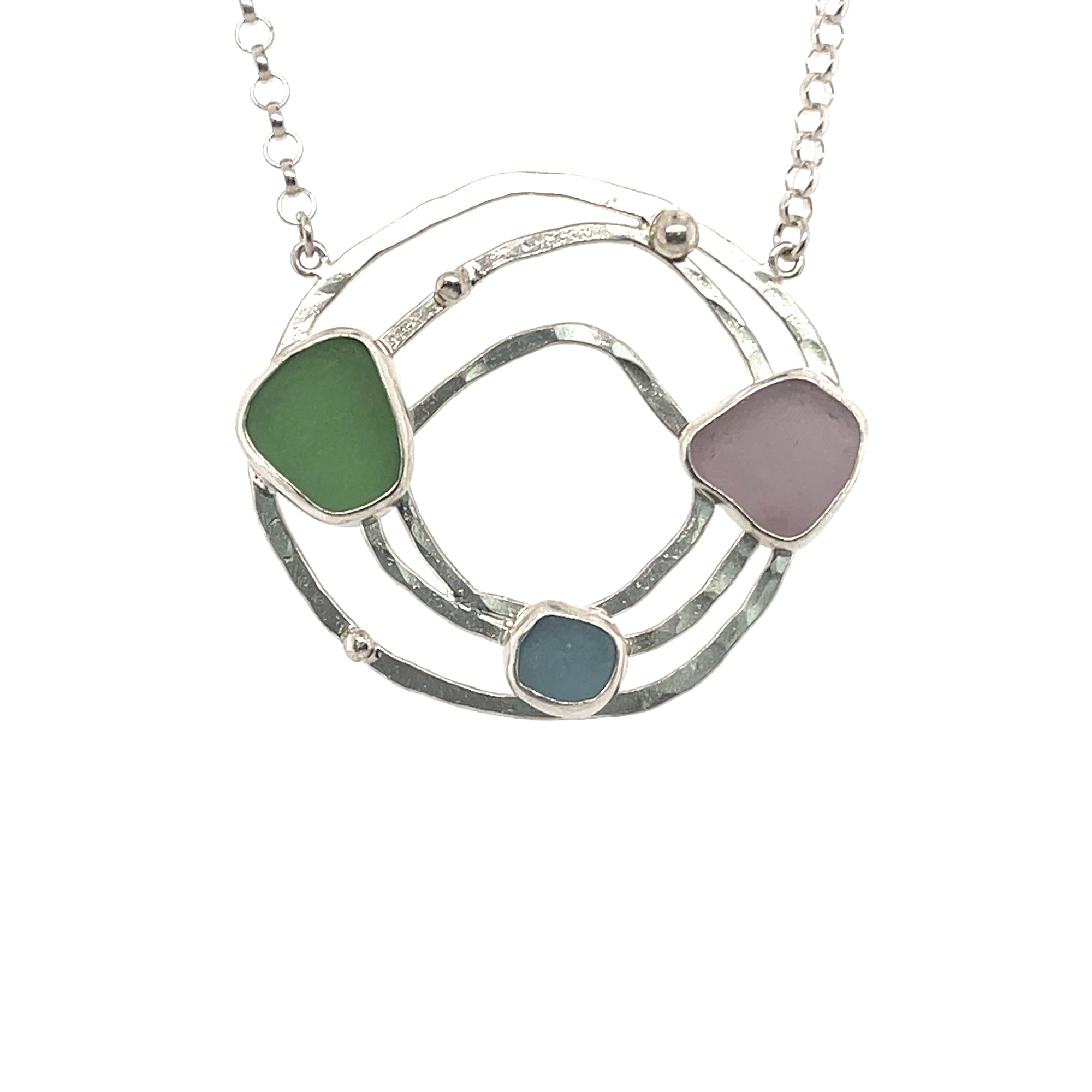 Anatomy of a Rock Necklace-Lavender, Blue, and Soft Green Sea Glass