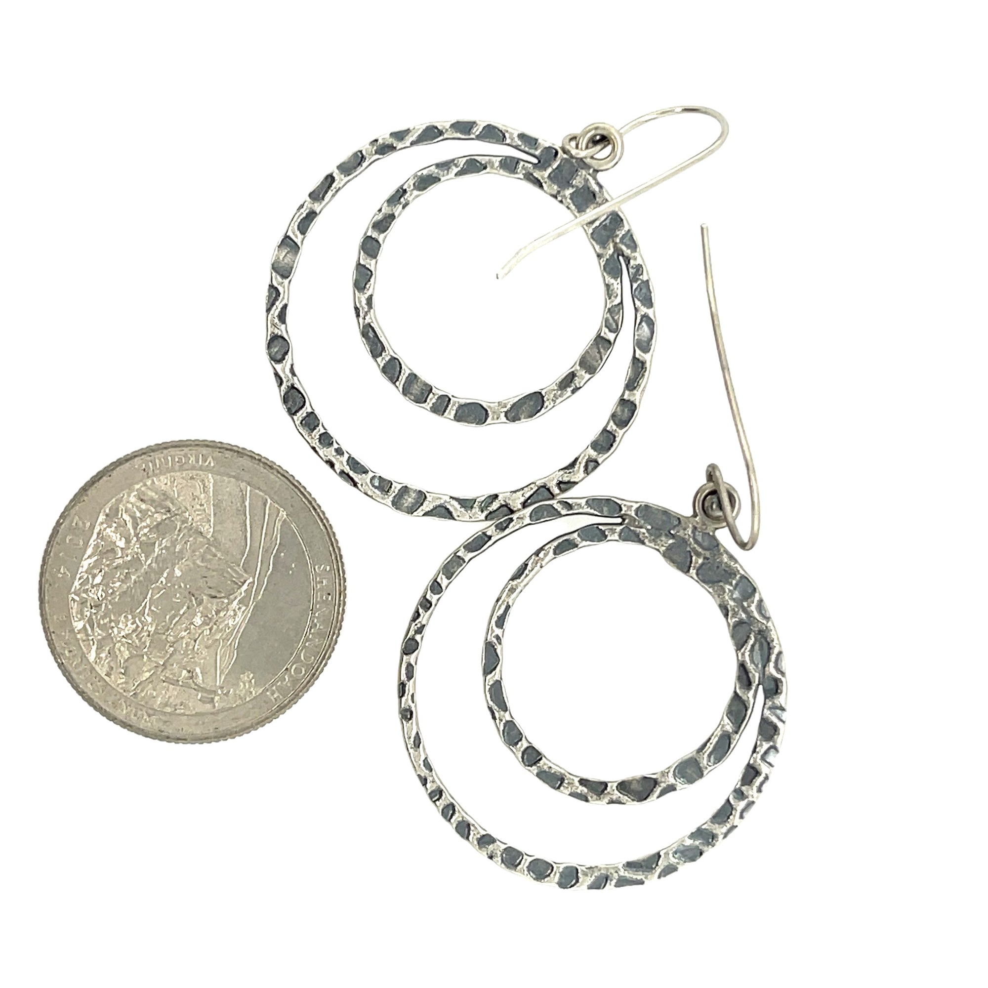 Textured Sterling Silver Double Hoops